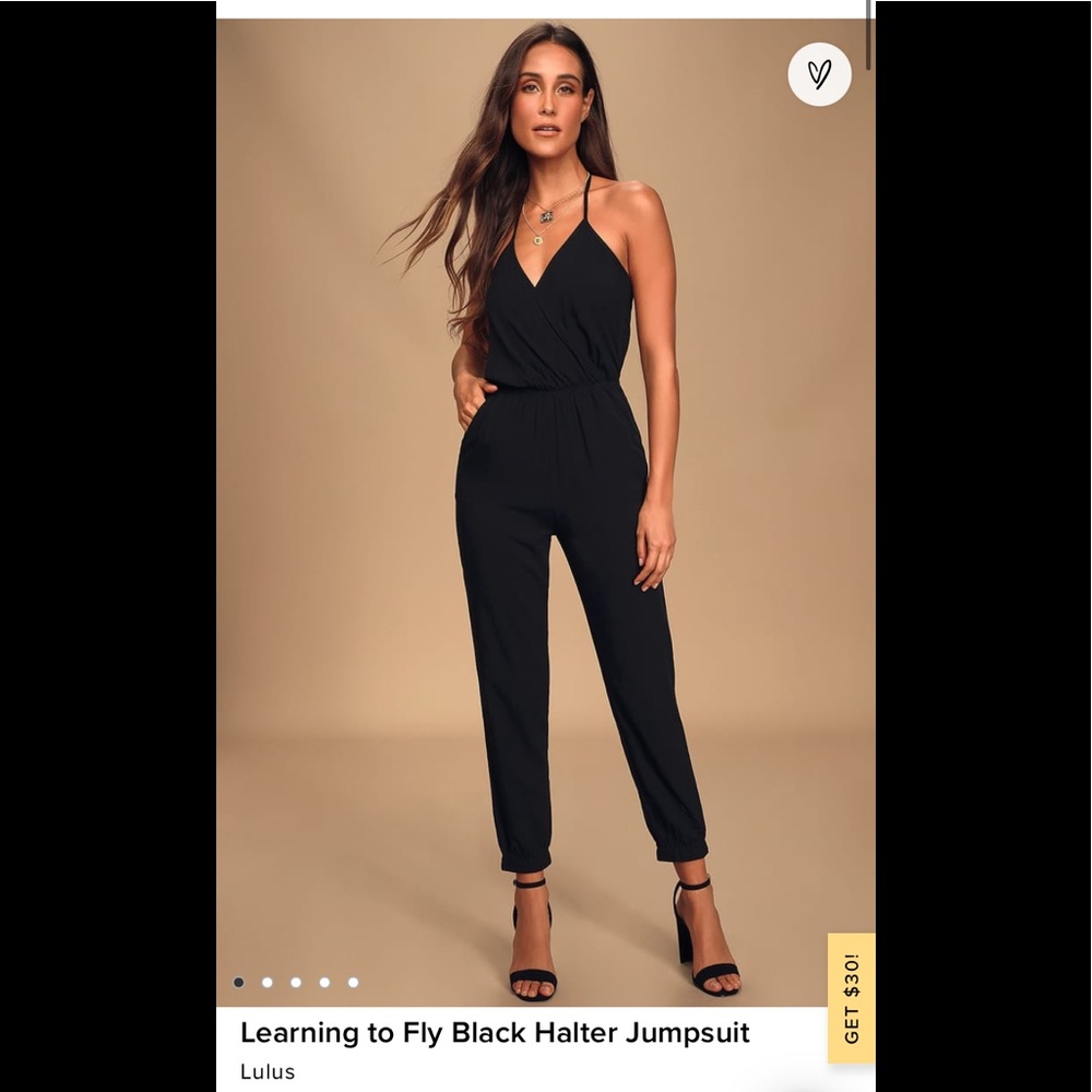 Lulus learning to fly black jumpsuit